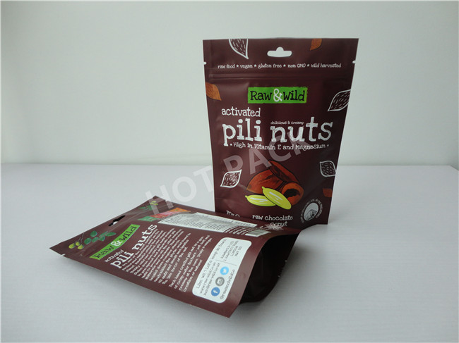 Plastic Stand Up Pouch Bags For 70g Raw Chocolate / Coconut Brown Color Leak Proof