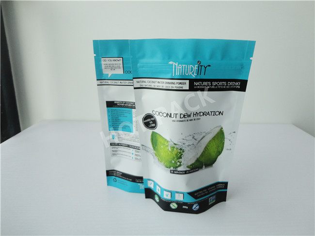Biodegradable Plastic Stand Up Pouches With Tear Notch Laminated Oxygen - Proof