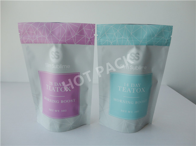 30 Days Triple Teatox Pink Color Aluminum Foil Stand Up Packaging Pouch