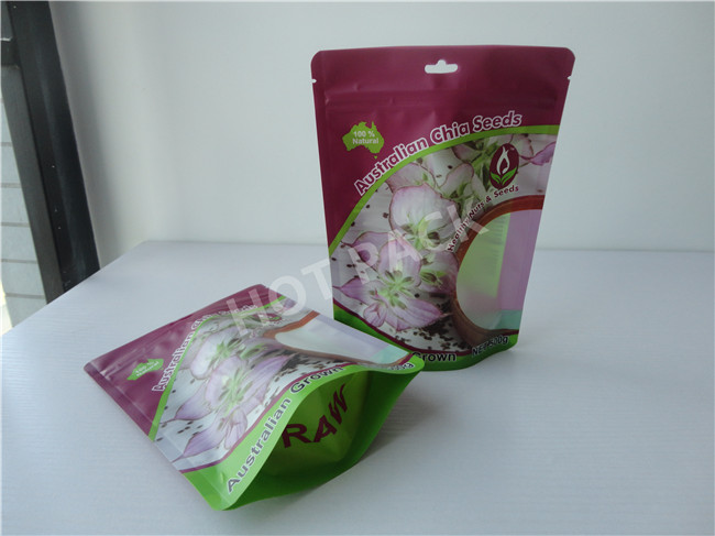Food Grade Resealable Organic CoConut Foil Stand Up Pouch With Zipper