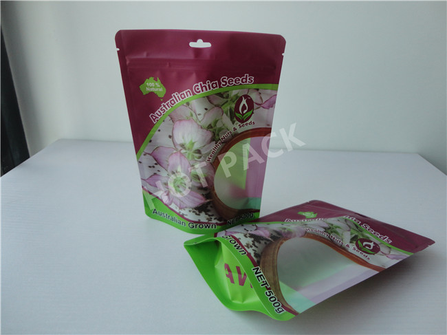 Food Grade Resealable Organic CoConut Foil Stand Up Pouch With Zipper