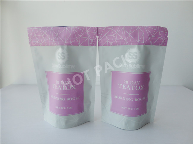 30 Days Triple Teatox Stand Up Tea Packaging Pouch With Zipper Plastic Material
