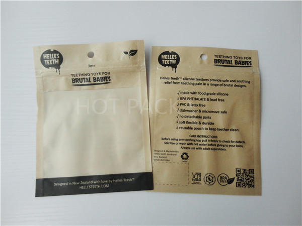 Food Grade Organic Sulful Kraft Stand Up Pouches With Tear Notch Non - Toxic