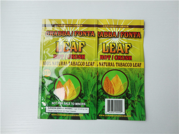 Three Sides Seal Laminated Foil Packaging Pouch Bag For Tobacco Leaf  3 Layers