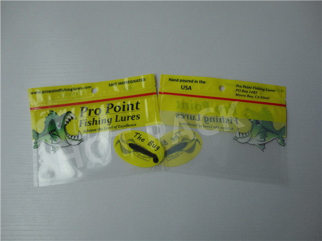 Custom Printed Stand Up Fishing Worm Bag , Plastic Fishing Worm Binders