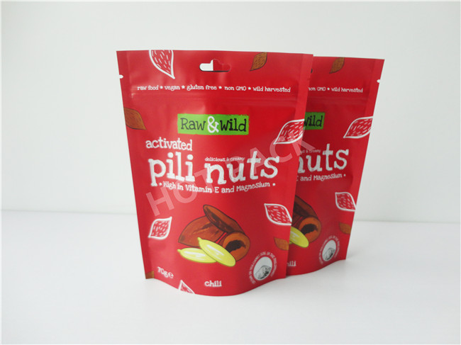 70g Nuts Stand Up Barrier Pouches , Tear Notch Flexible Pouch Packaging