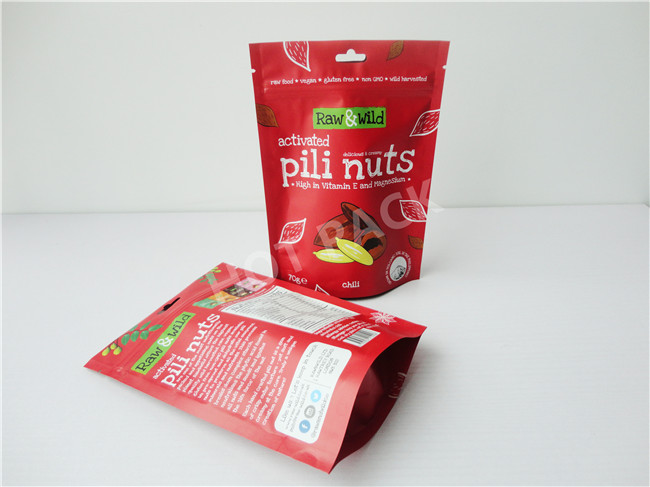 70g Nuts Stand Up Barrier Pouches , Tear Notch Flexible Pouch Packaging