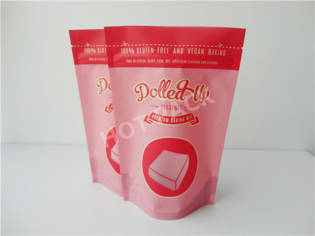 Red Gravure Printed Zip Lock Stand Up Pouches For Snack Food Packaging
