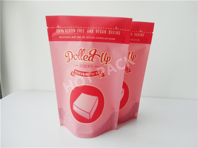 Red Gravure Printed Zip Lock Stand Up Pouches For Snack Food Packaging