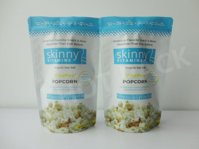 Original Sea Salt Skinny Vitamins Matte Printed Stand Up Pouches For Popcorn