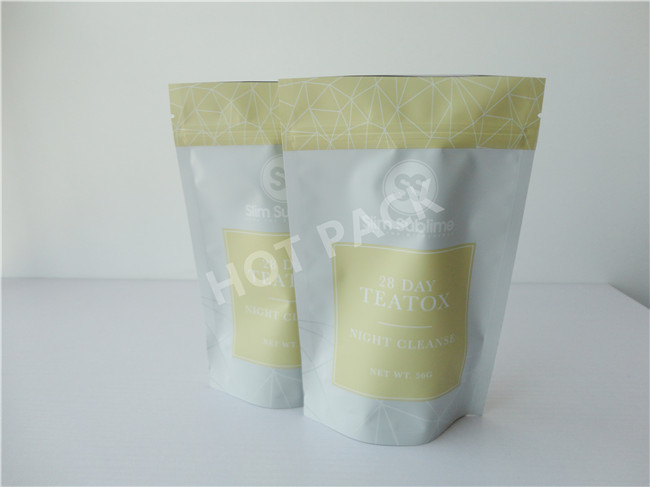 Top Zip Plastic Stand Up Pouch With Tear Notch , Personalised Biodegradable Tea Bags