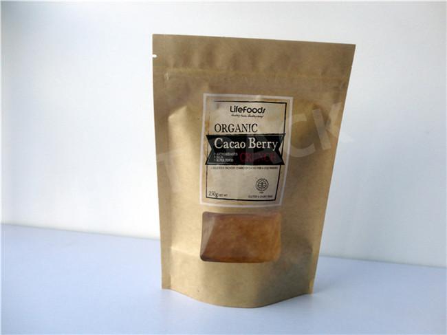 Brown Kraft Paper Coffee Packaging Bag , Biodegradable Food Packaging Bags