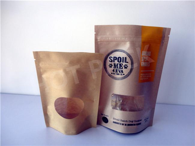 Stand Up Pouch Kraft Paper Food Packaging Bags With Clear Window